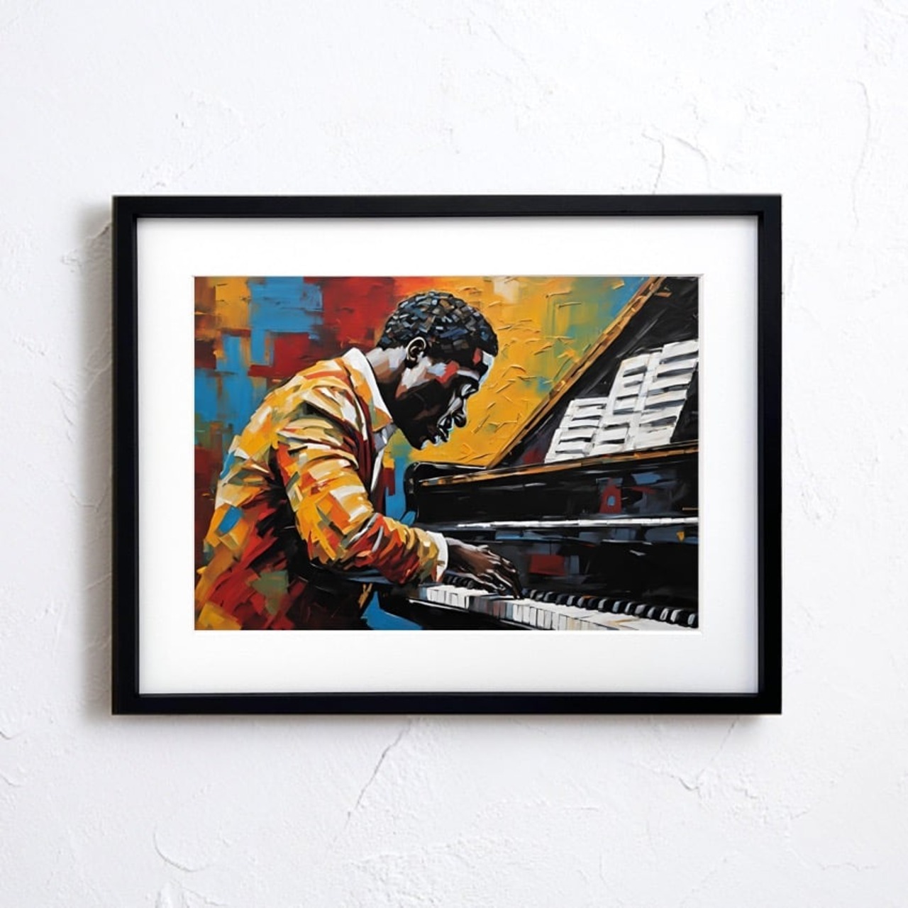 Piano Man｜渋さ漂うピアノ男性アートポスター｜レトロモダンな部屋に映えるミュージックデザイン｜A3ポスター