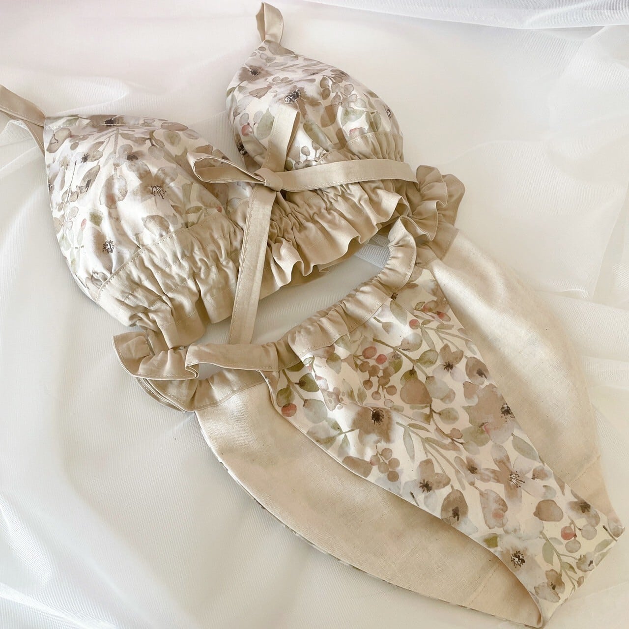 締め付けない下着 リラックスブラジャー＆ふんどしパンツセット《素肌