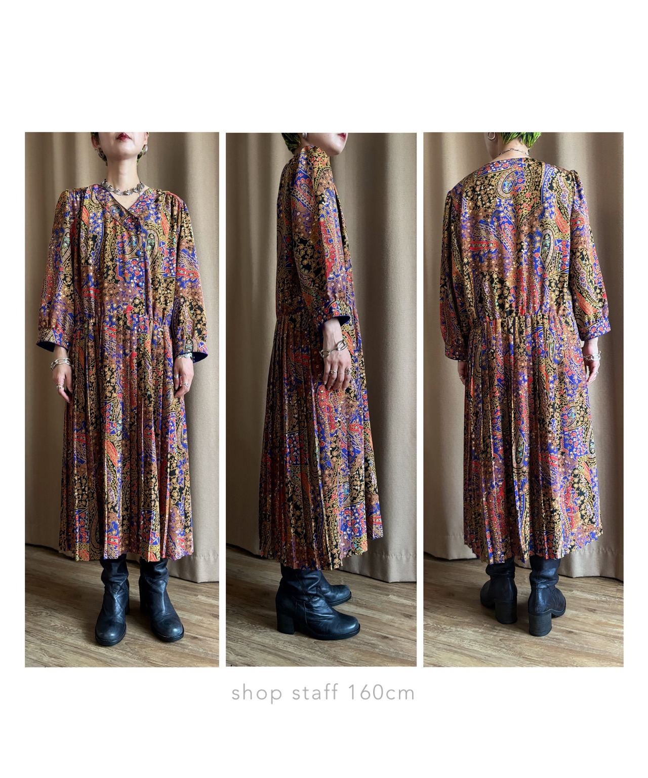 FABRIQUE EN FRANCE exotic pleats dress-4849-8