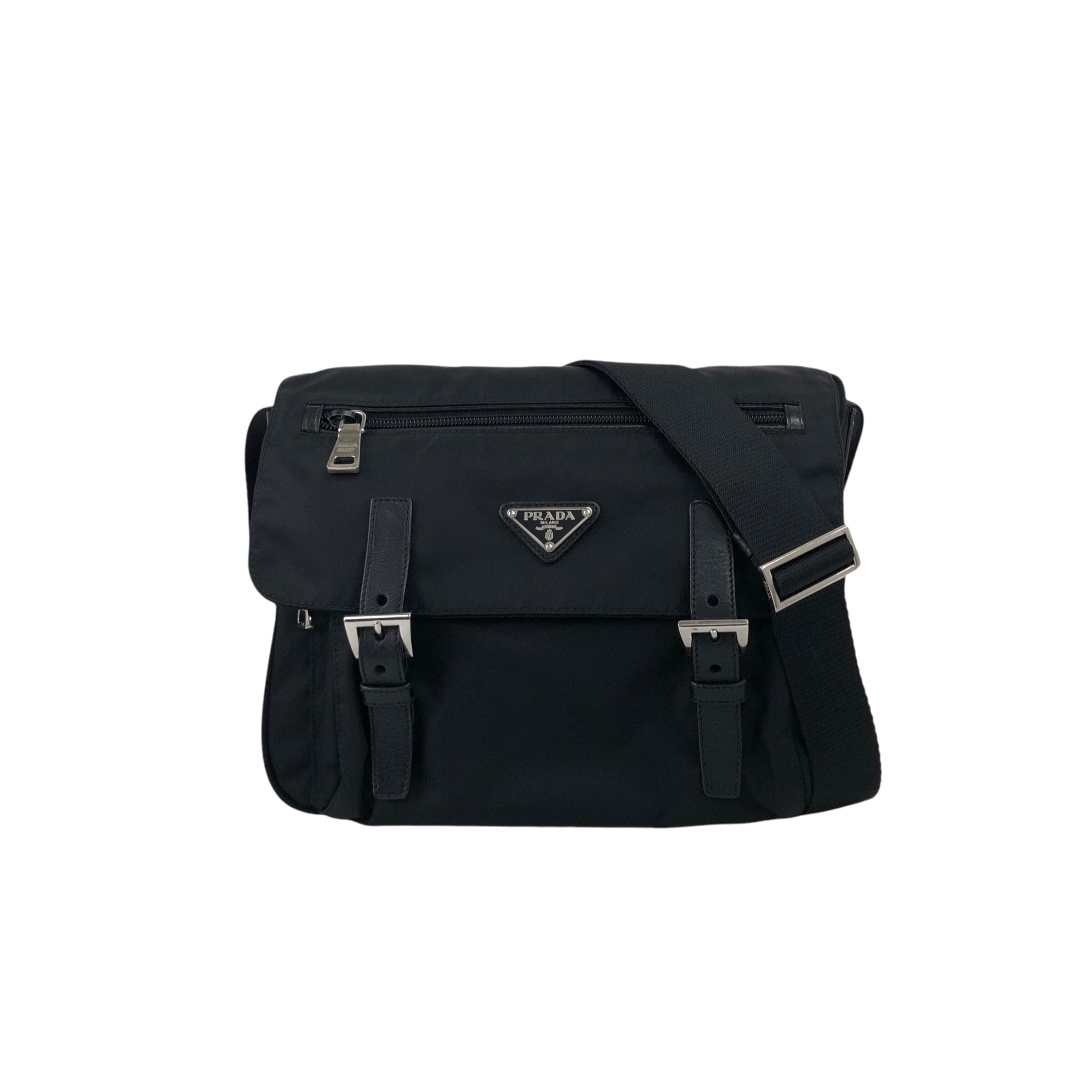 PRADA プラダ ショルダーバッグ ブラック ナイロン フロントバックル