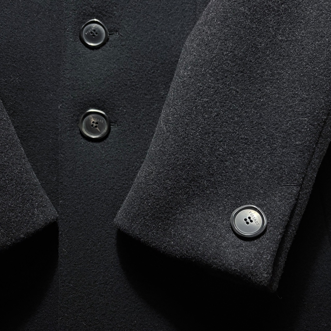 2011aw VERSACE two tone cashmere blend wool tailored coat