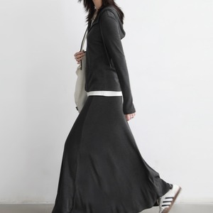 Mousse-touch hooded top with layered-look design (SN258)