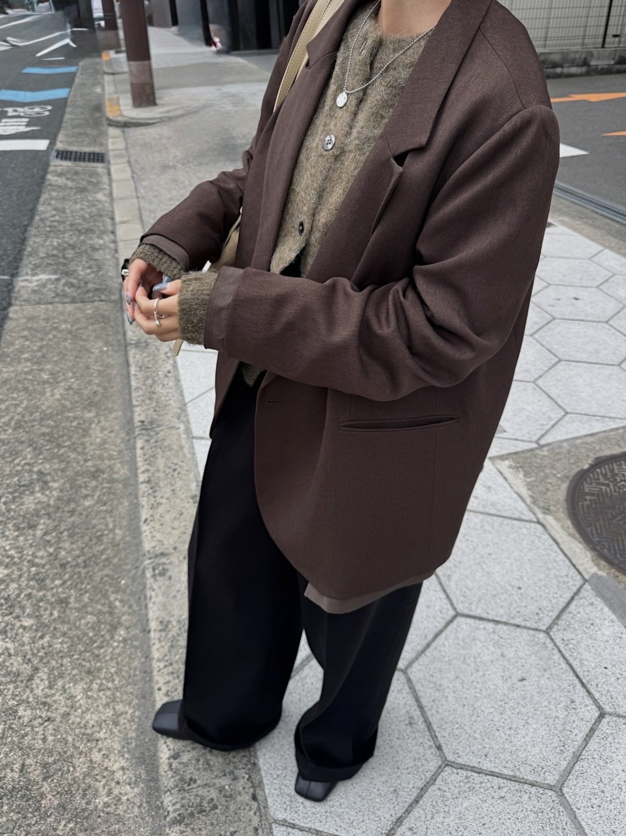 peaked lapel hem docking JKT