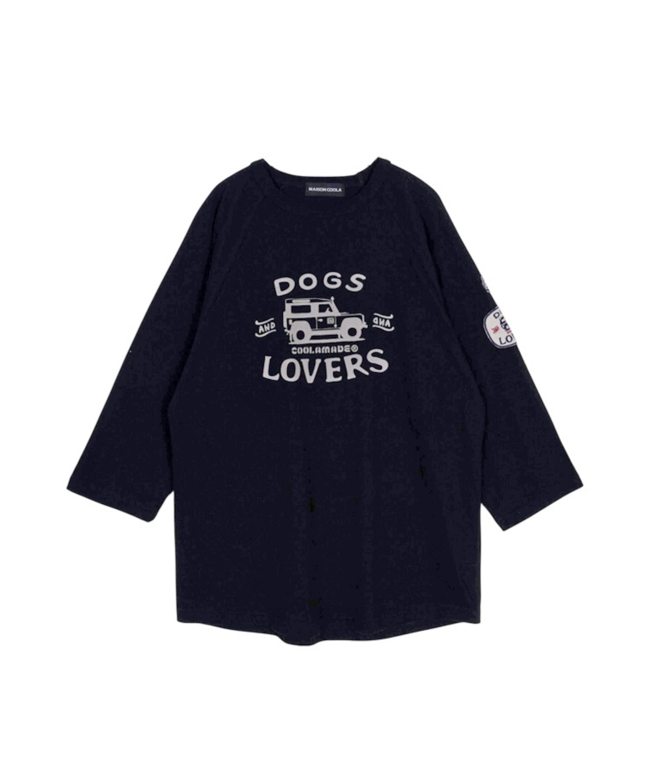 DOGS LOVERSプリントラグランスリーブTシャツ (BLACK) CQ-49021
