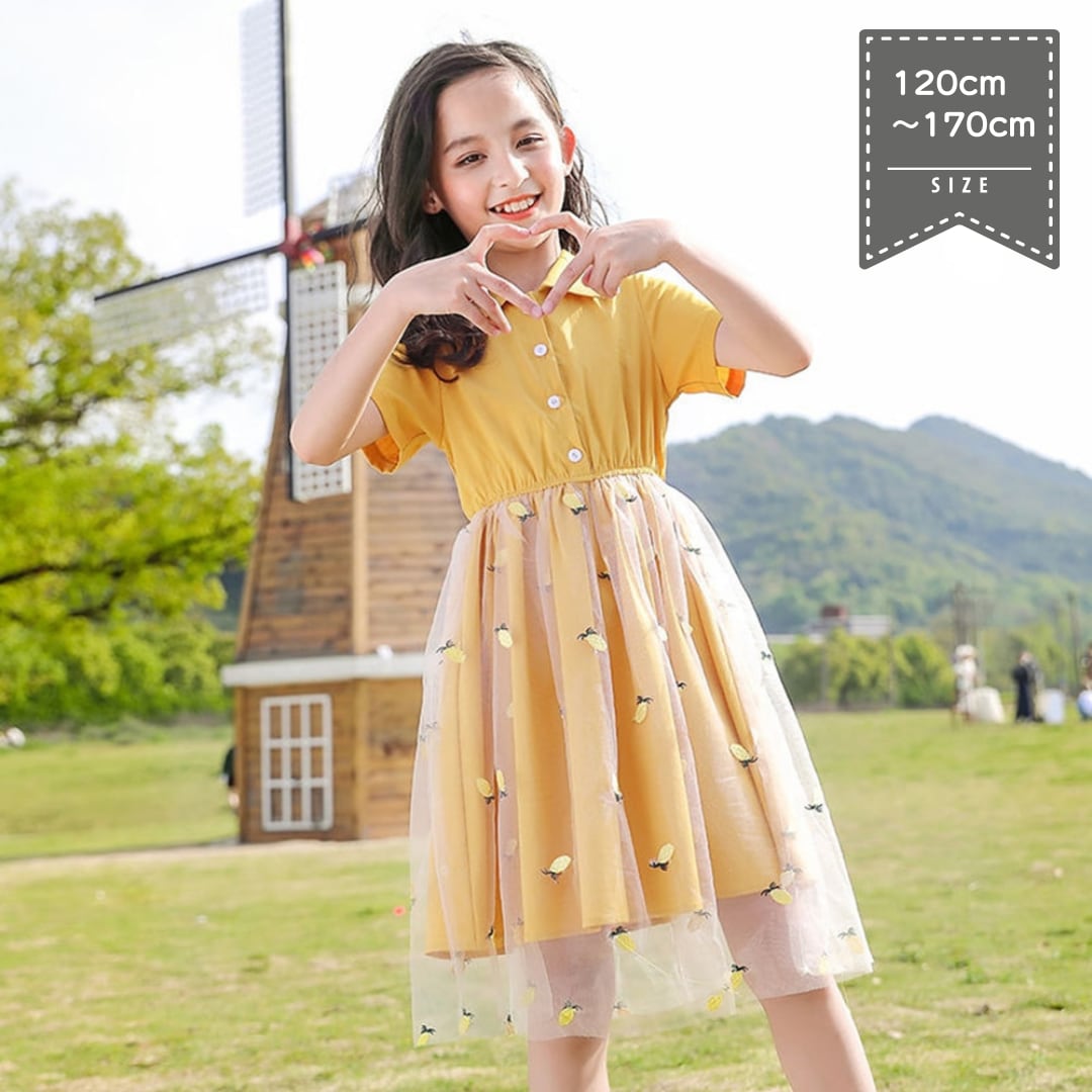 tulle fruit dress / YELLOW │ワンピース キッズ 子供服 女の子 夏  