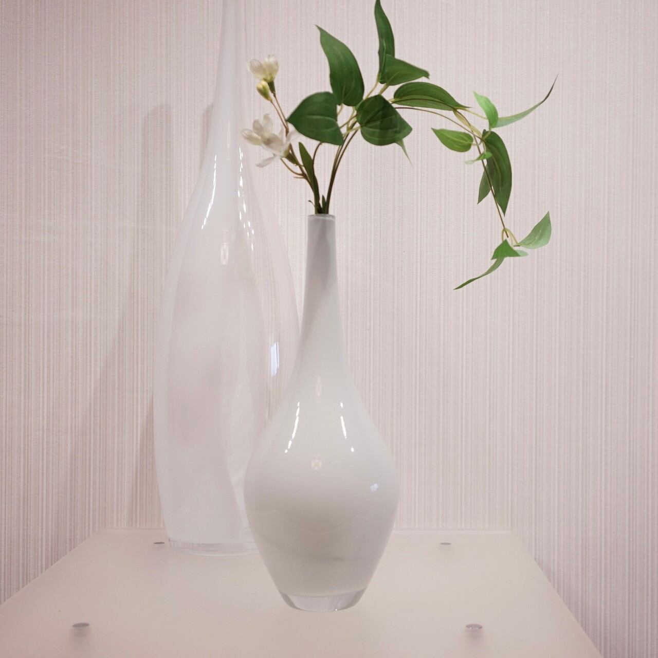 フラワーベース/花瓶/2個セット/造花付き/ガラス/オブジェ-