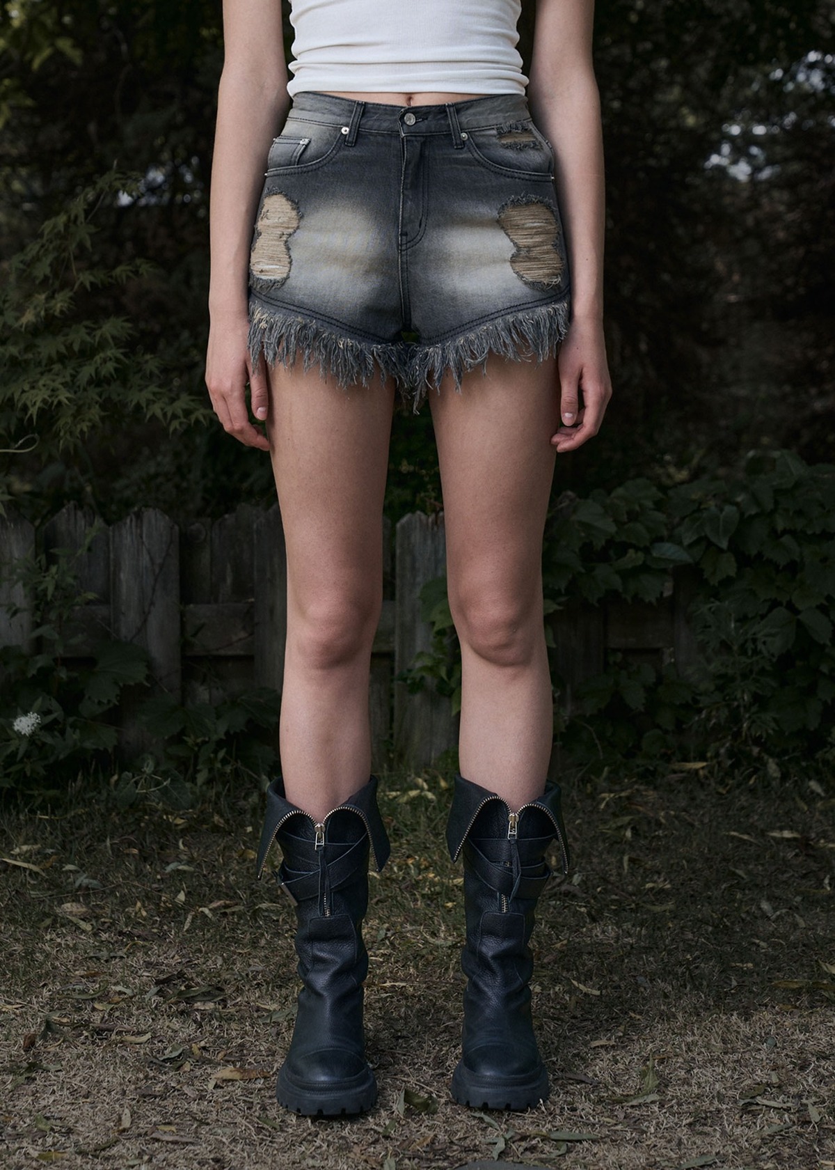 BOHEMIAN SEOUL] DAMAGE WASHING SHORTS, GRAY 正規品 韓国  