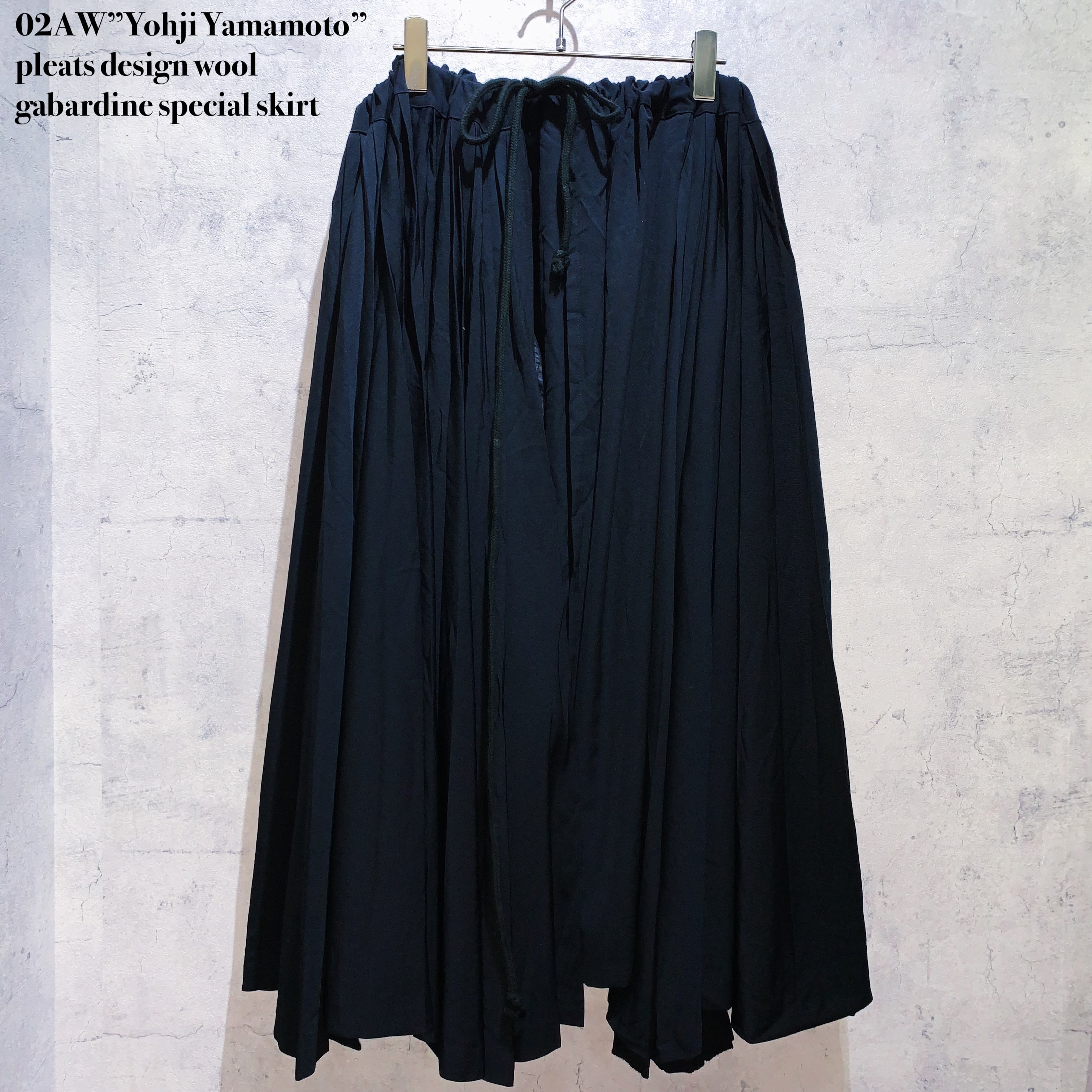 02AW”Yohji Yamamoto”pleats design wool gabardine special skirt | ayne 