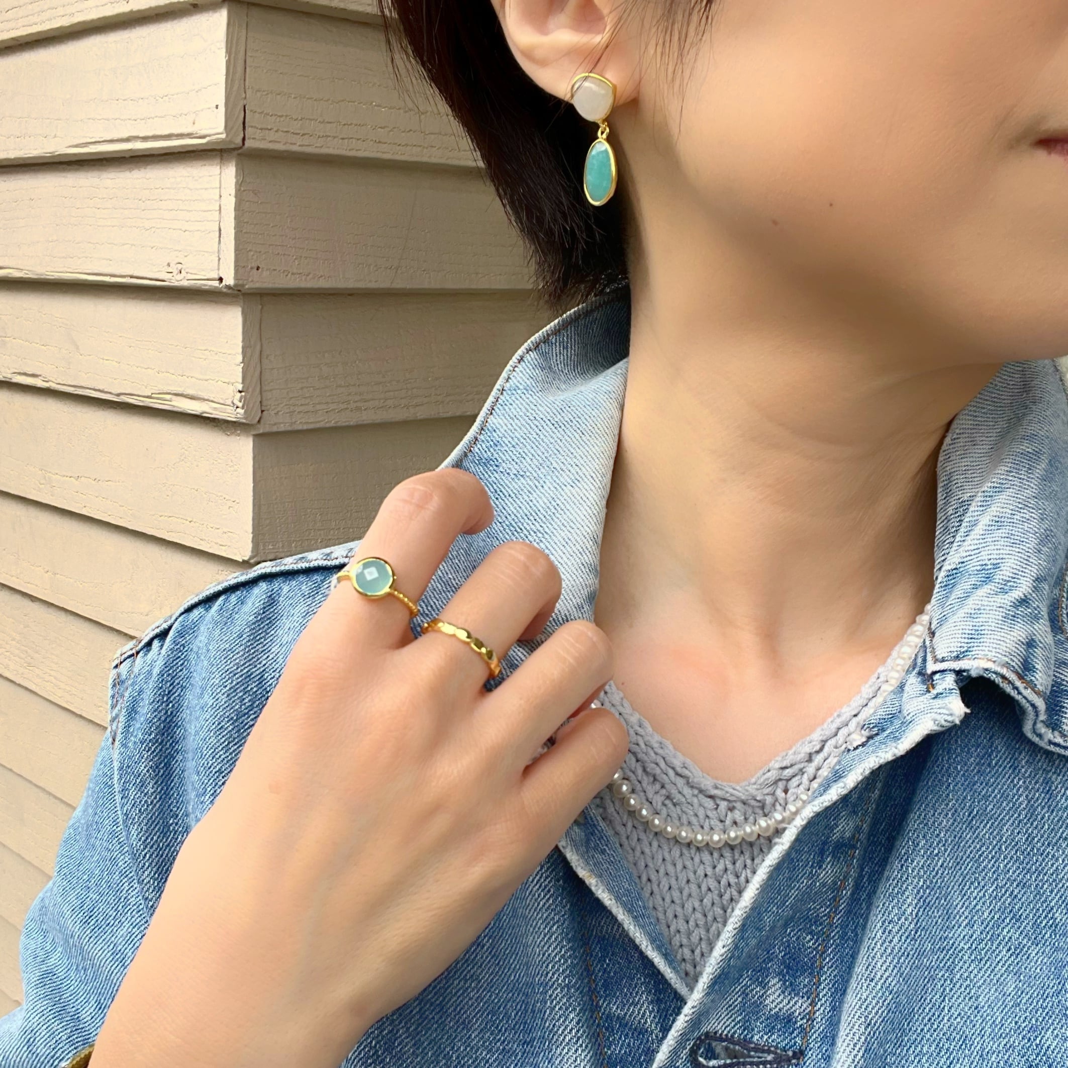 Gold Coating 2 ストーンピアス ムーンストーン＆アマゾナイト