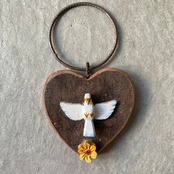 フォークアート OA 壁掛け アイアン 幸せを運ぶ白い鳩 &イエローフラワー