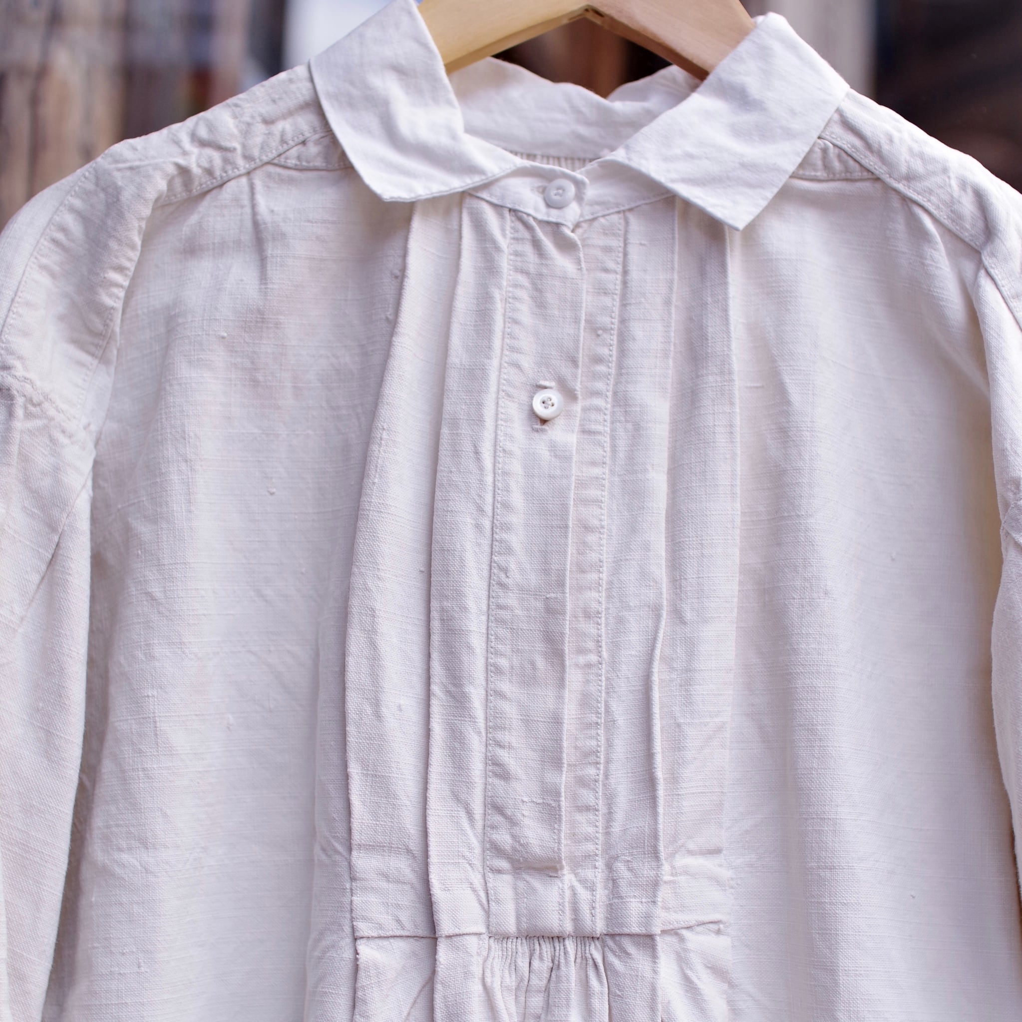 身幅61【1900s〜20s】French Linen Grandpa Shirts