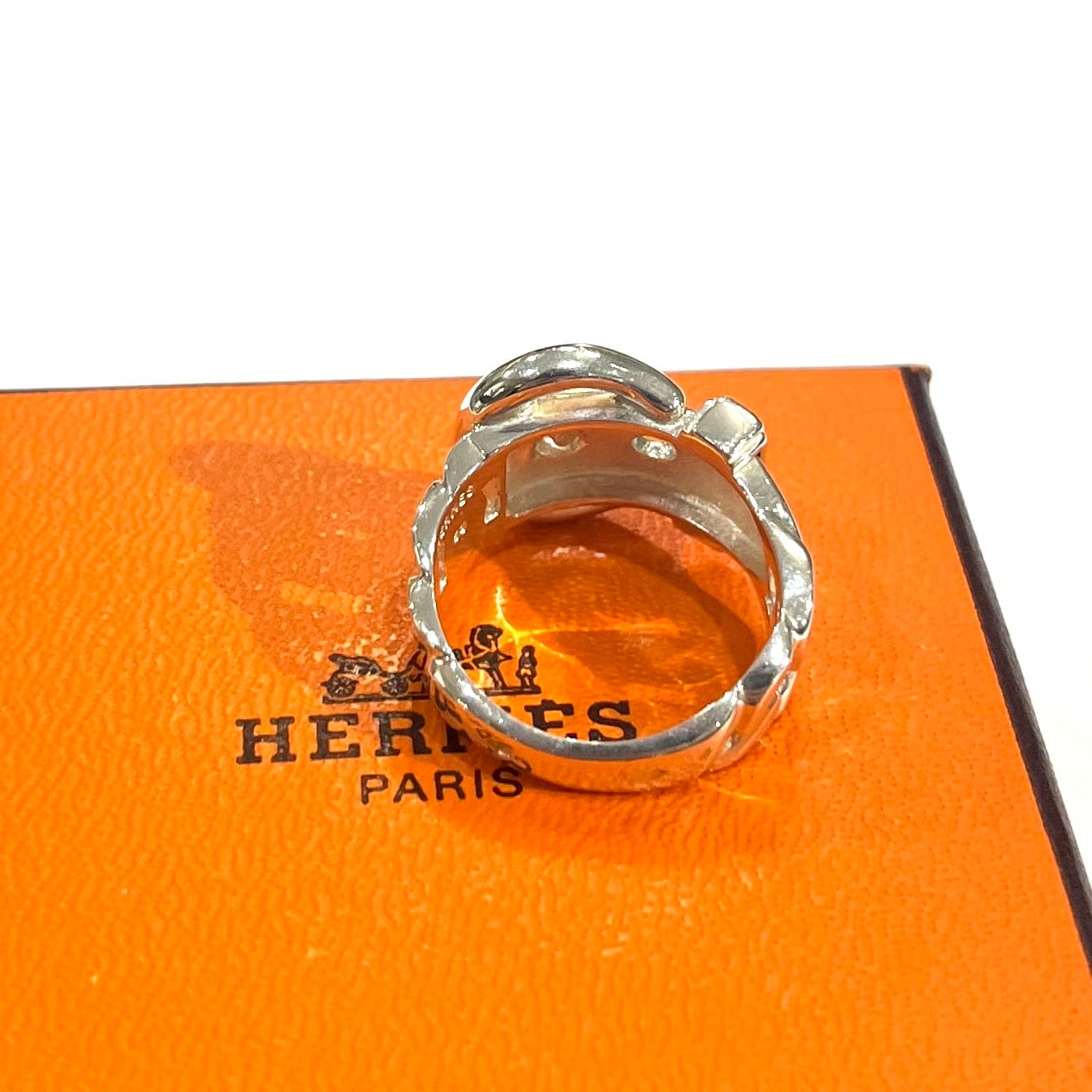 HERMÈS】【53/13号】2711 エルメスブックルセリエ 指輪 シルバー925