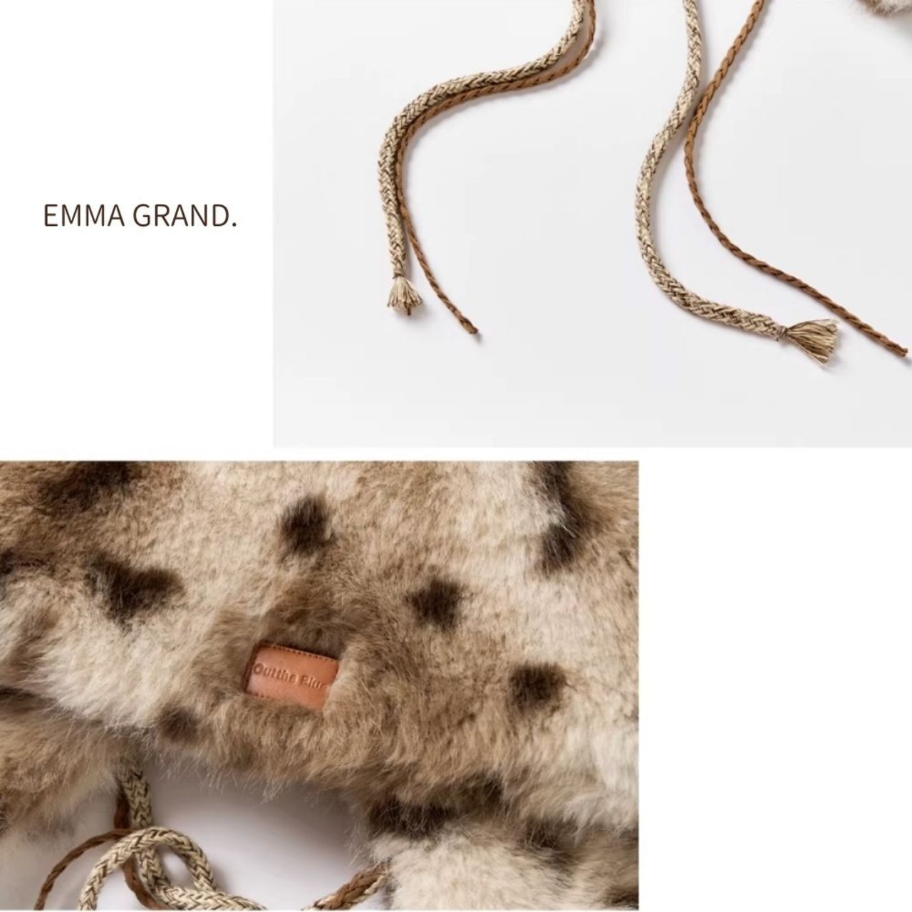 雪斑に包まれて眠る猫のファーカラー　E00623