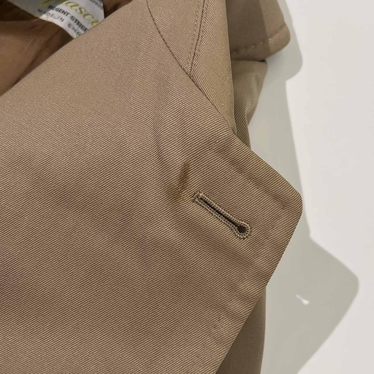 80s イングランド製 Aquascutum アクアスキュータム Pure Worsted ステンカラーコート /ベージュ メンズ ビンテージ