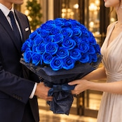 ロイヤルブルー L(100本) サヴォンローズ 花束 | 石鹸素材のバラの花束