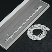 【Ice128】Moissanite Iced Out Prong Chain Bracelet(6mm)