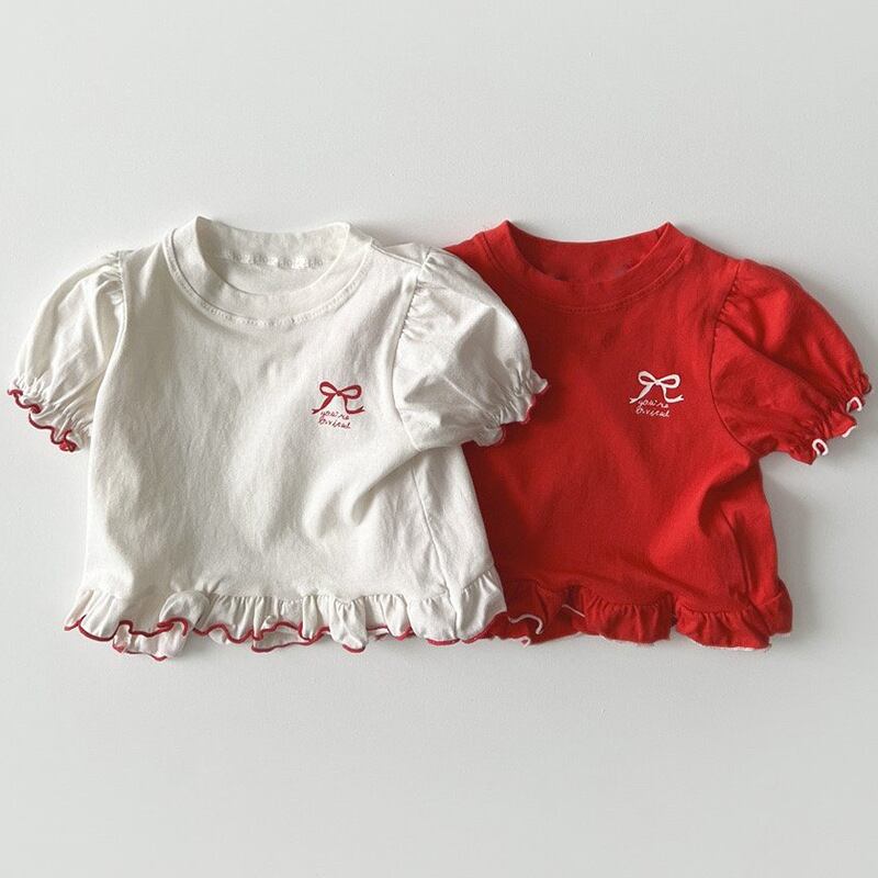 【BABY&KID】韓国風 蝶結びロゴブラウス