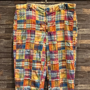 RALPH LAUREN PATCHWORK COTTON PANT BUCKLE BACK