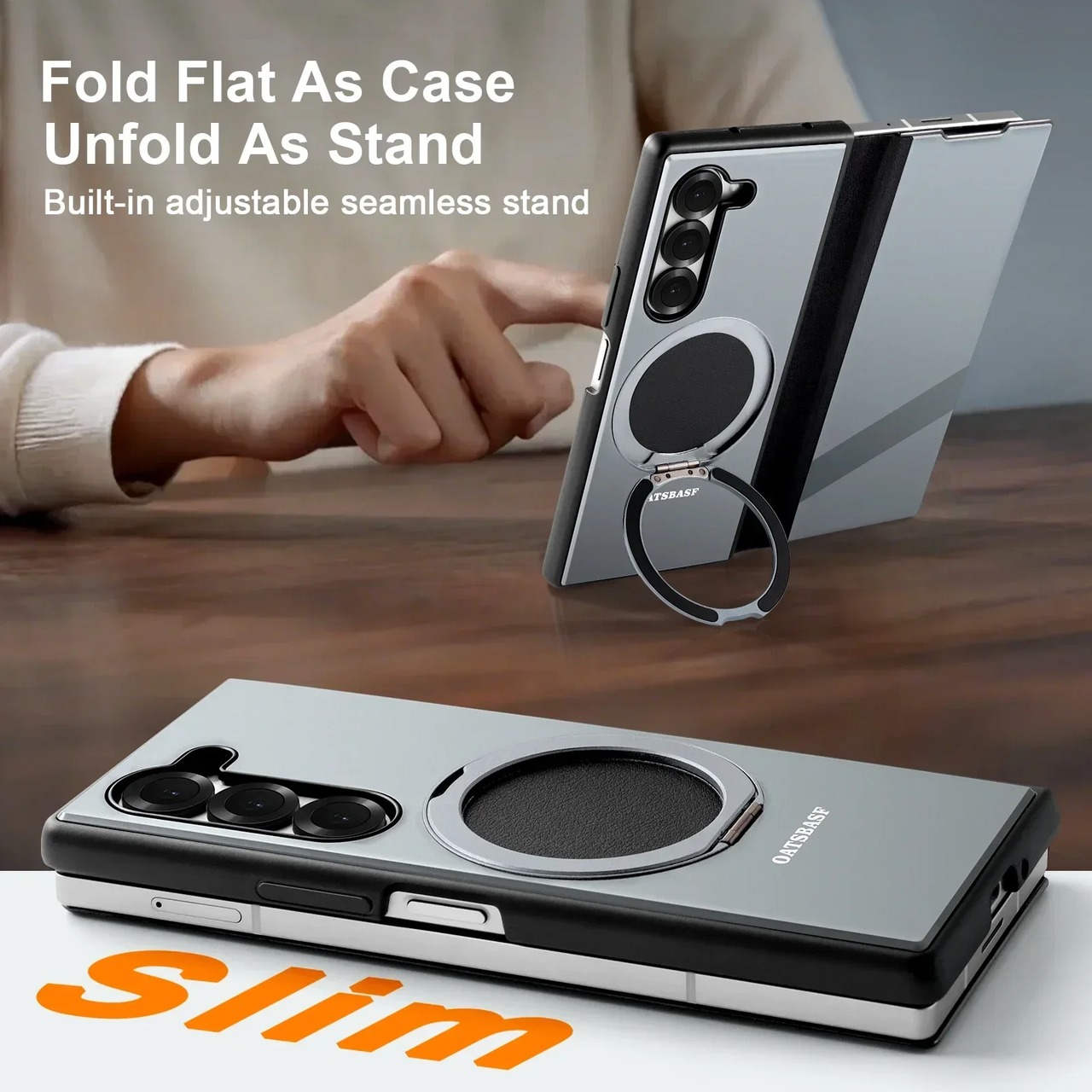 ◆Galaxy Z Fold 7/6/5◆ Leather × Metal Full Phone Cover / レーザー メタル フル フォン カバー スマホケース