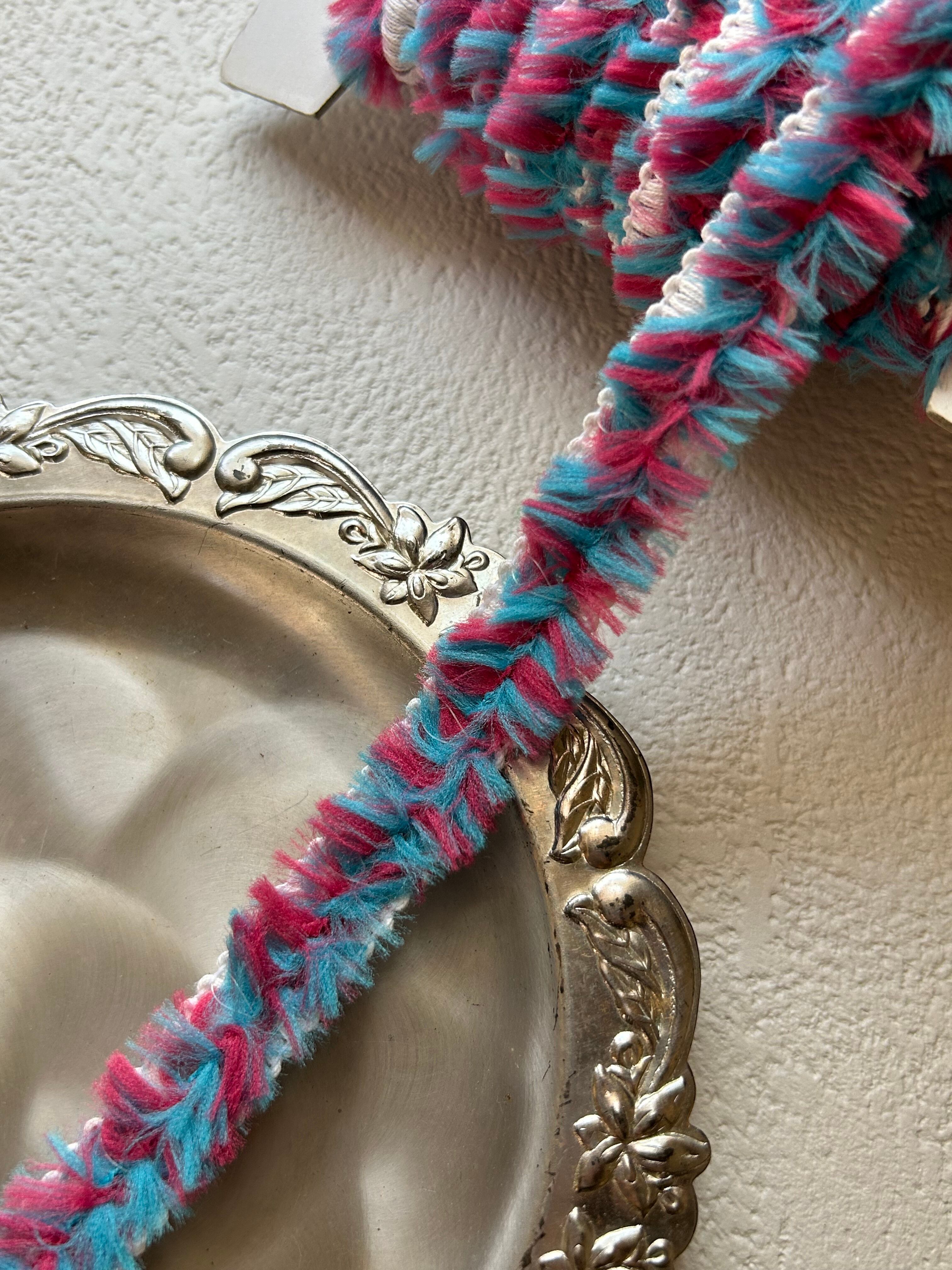 フランスVintage ブレード ヴィンテージブレード ライトブルー×ピンク 100cm /カット フランス製 カルトナージュ デコレーション材