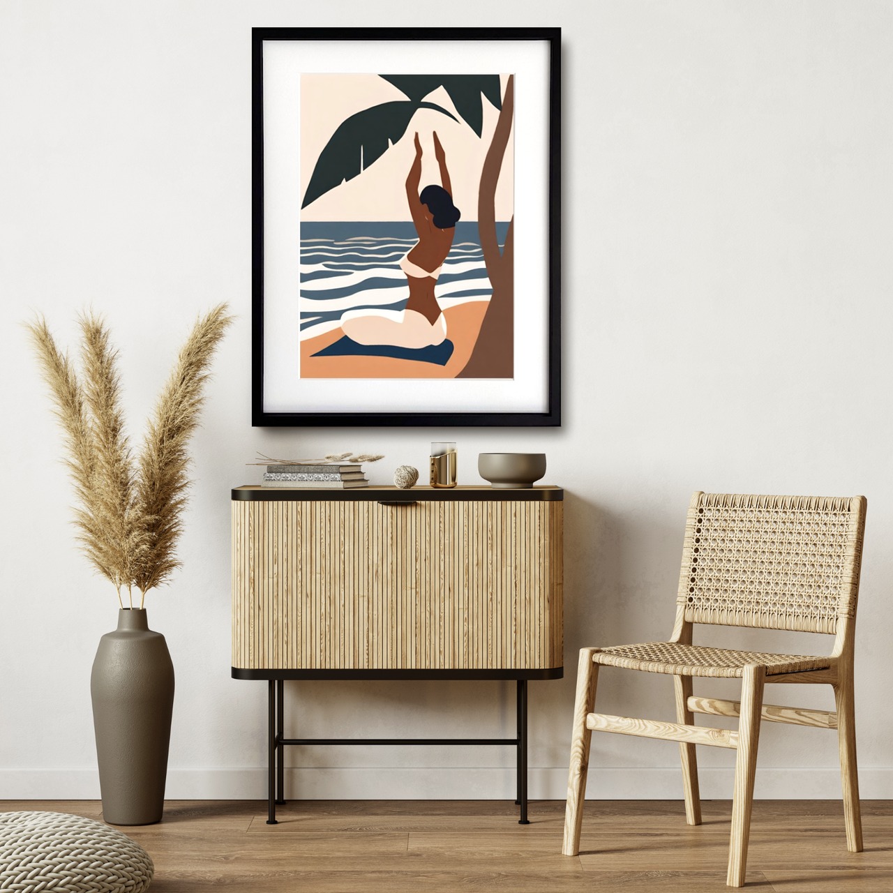 Morning Alignment｜朝の静けさと調和を描くヨガアート｜自然と呼吸を合わせる癒しのモダンポスター Make SenseA2ポスター