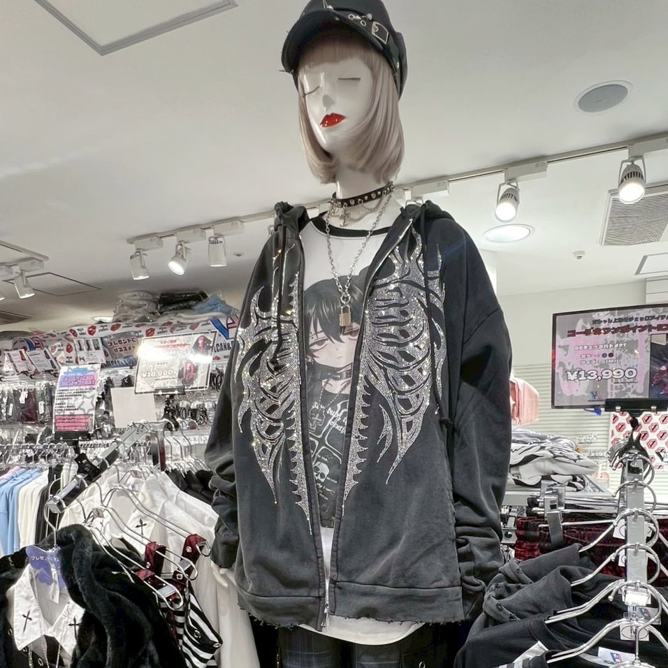 2/19新着】ラインストーン☆BONEピグメントZIPパーカー | VOLCAN&APHRODITE