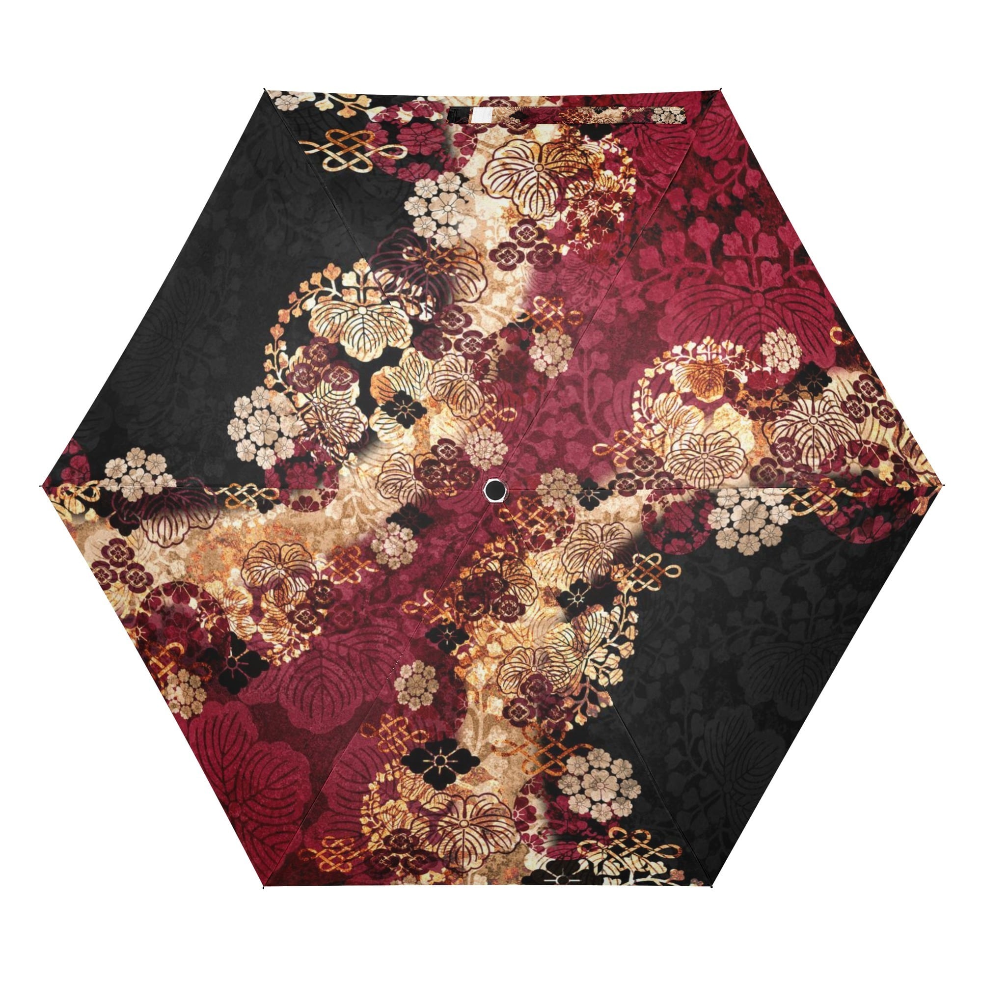 家紋装飾 黒紅 和柄折り畳み傘 | Baroque Japanesque バロック