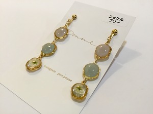 【ピアス変更可能】ponne つぶつぶ3連イヤリング