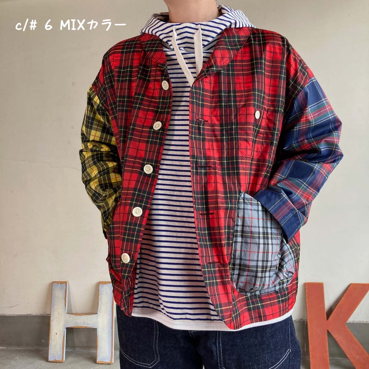 快晴堂 カバージャケット ネイビータータンチェック 【公式通販】