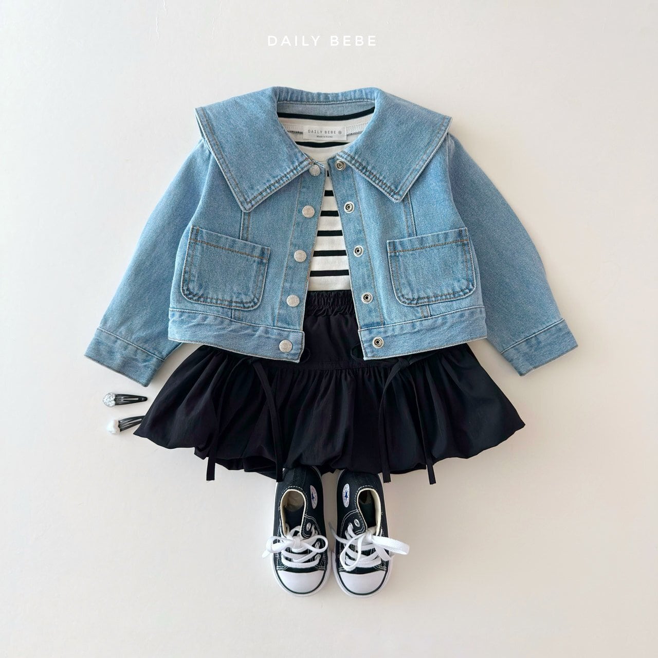 «予約»«ジュニアサイズあり»«daily bebe» セーラーデニムジャケット