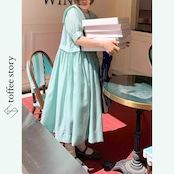 セーラーカラーに揺れる、翡翠の午後ワンピース 《W0187》