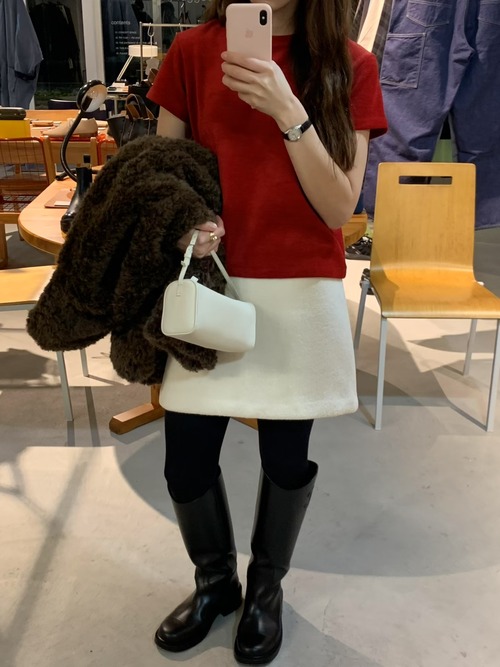 (予約) LIFFEY / Boucle wool mini skirt 2color