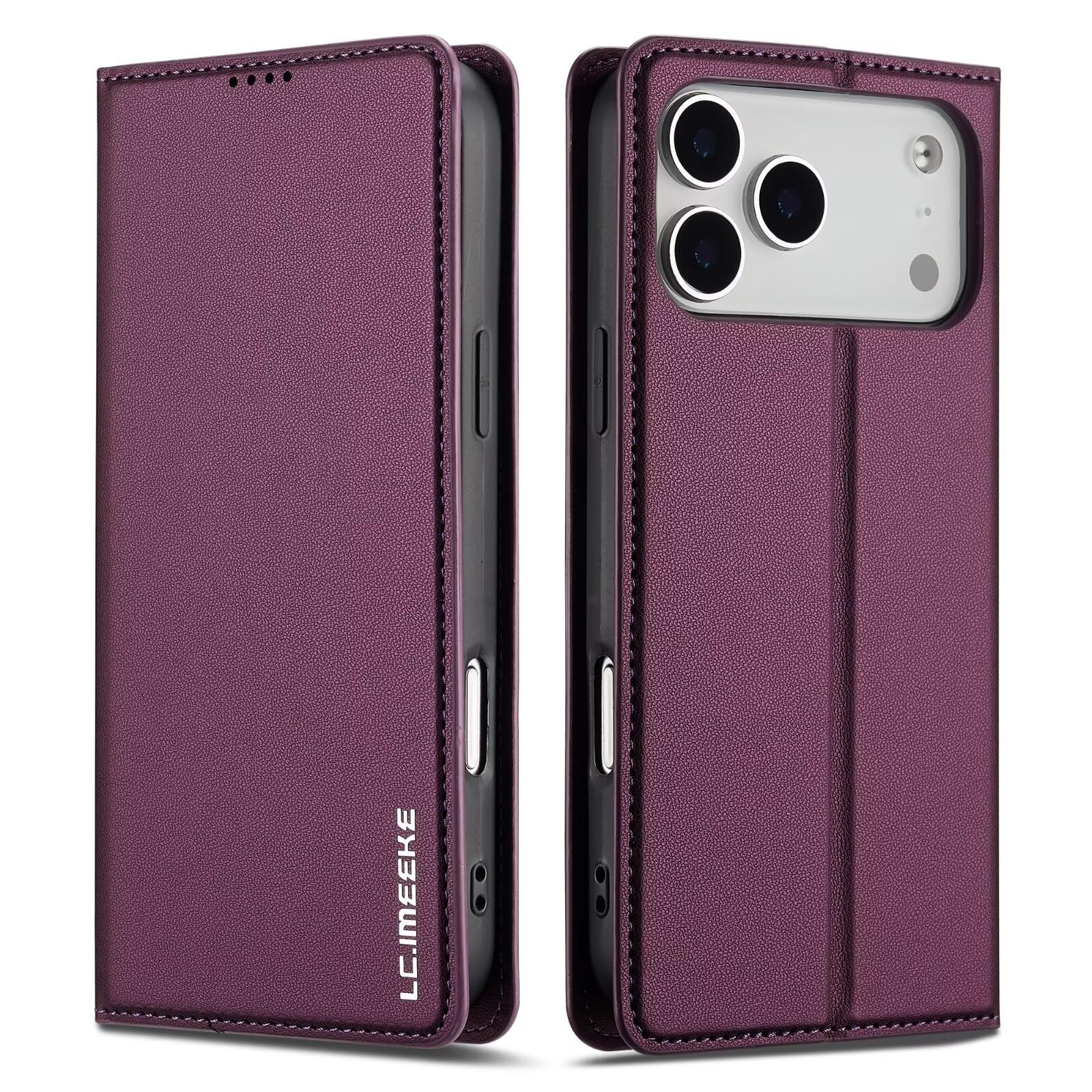 for iphone 18 Pro max ケース 手帳型 for アイフォン 17 プロ マックス 手帳 ケース 高級PUレザー マグネット式 カード収納 横置きスタンド機能 携帯カバー 肌触り良い 薄型 軽量 防水 耐摩擦シンプル 全面保護 財布型 耐衝撃 上品な パープル