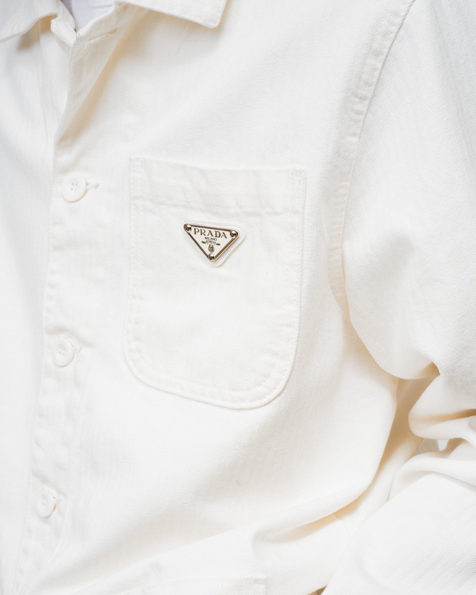 2022SS] “PRADA” Herringbone Cotton Work Jacket (Made in Italy