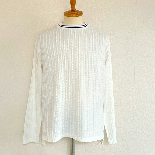 Cable Knit Neck Line Crew　Off White