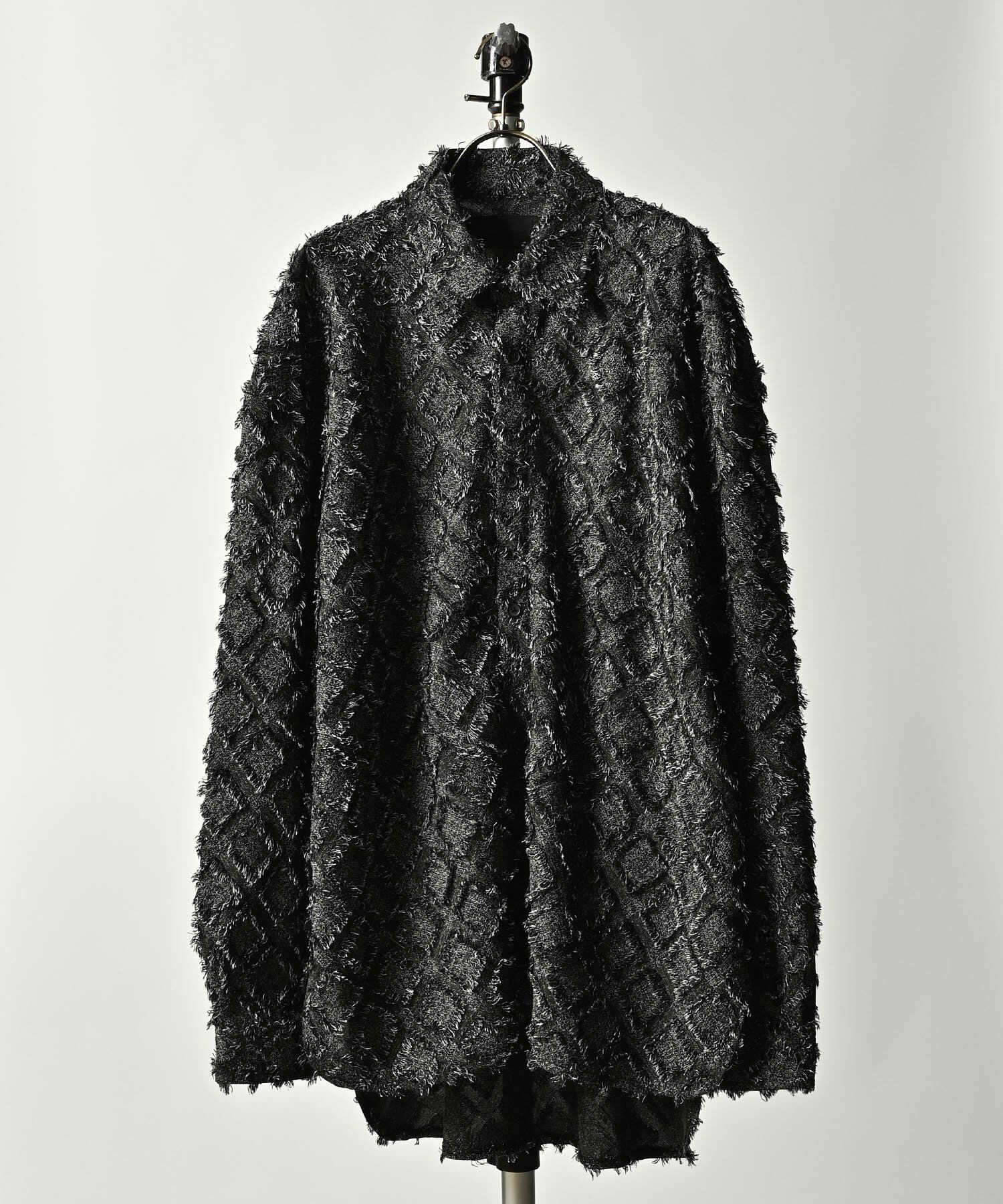 ADAM PATEK diagonal fringe pattern looose shirt (GRY) AP2325012