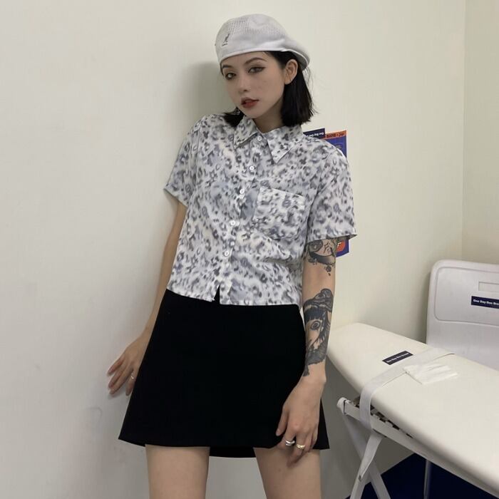 シフォンレオパードプリント柄シャツ レディースサマールーズ薄手 夏物 ケッペル74712927738