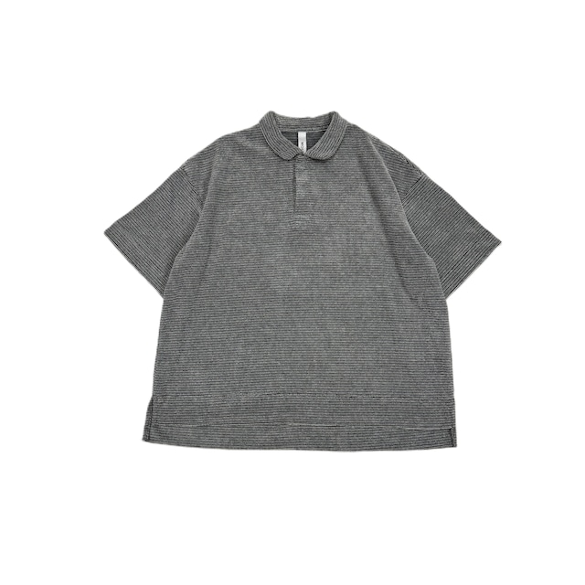 【 MOUN TEN. 26SS 】 pile border polo shirt / MT107-1947b / size 0 (150-160/Women) / ecru x charcoal 【 MOUN TEN. 26SS 】 pile border polo shirt / MT107-1947b / size 0 (150-160/Women) / ecru x charcoal