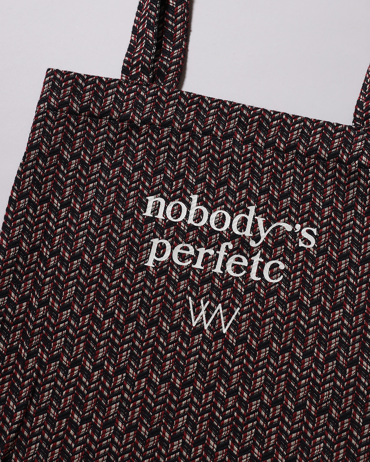 WV Original / nobody’s perfetc Tote Bag - Red Herringbone