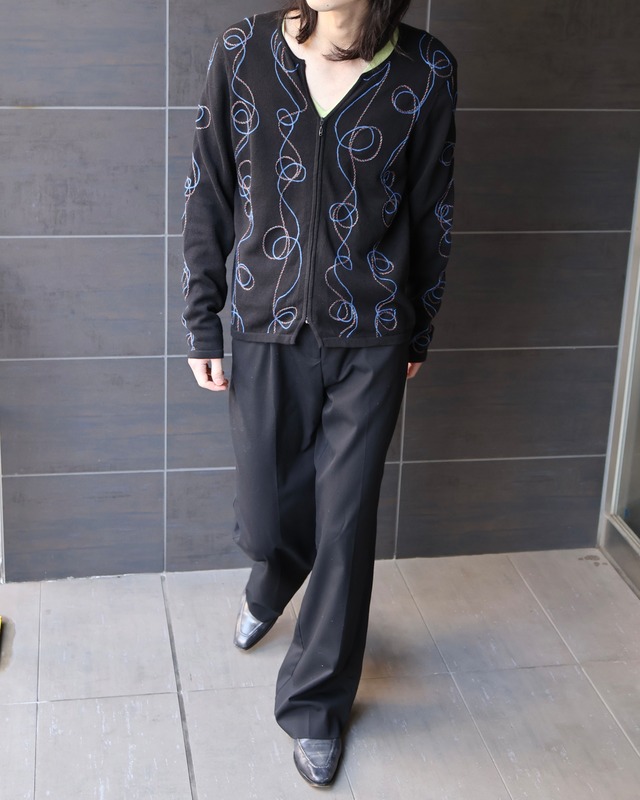 pattern zip-up knit