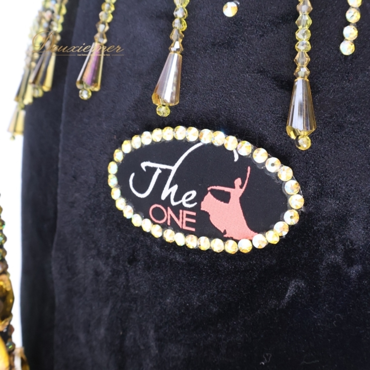 社交ダンス 衣装 The ONE ザワン スタンダードドレス ワンピース ドレス フロート レース 黒 黄色 グラデーション デモ 競技 ダンス パーティ 発表会 ベロア ブラック系 イエロー系 高級感 フロア映え ドレス美しい デモ用 カラフル グラデーションドレス スタンダードダンス衣装 おしゃれ ダンスイベント 競技用ドレス