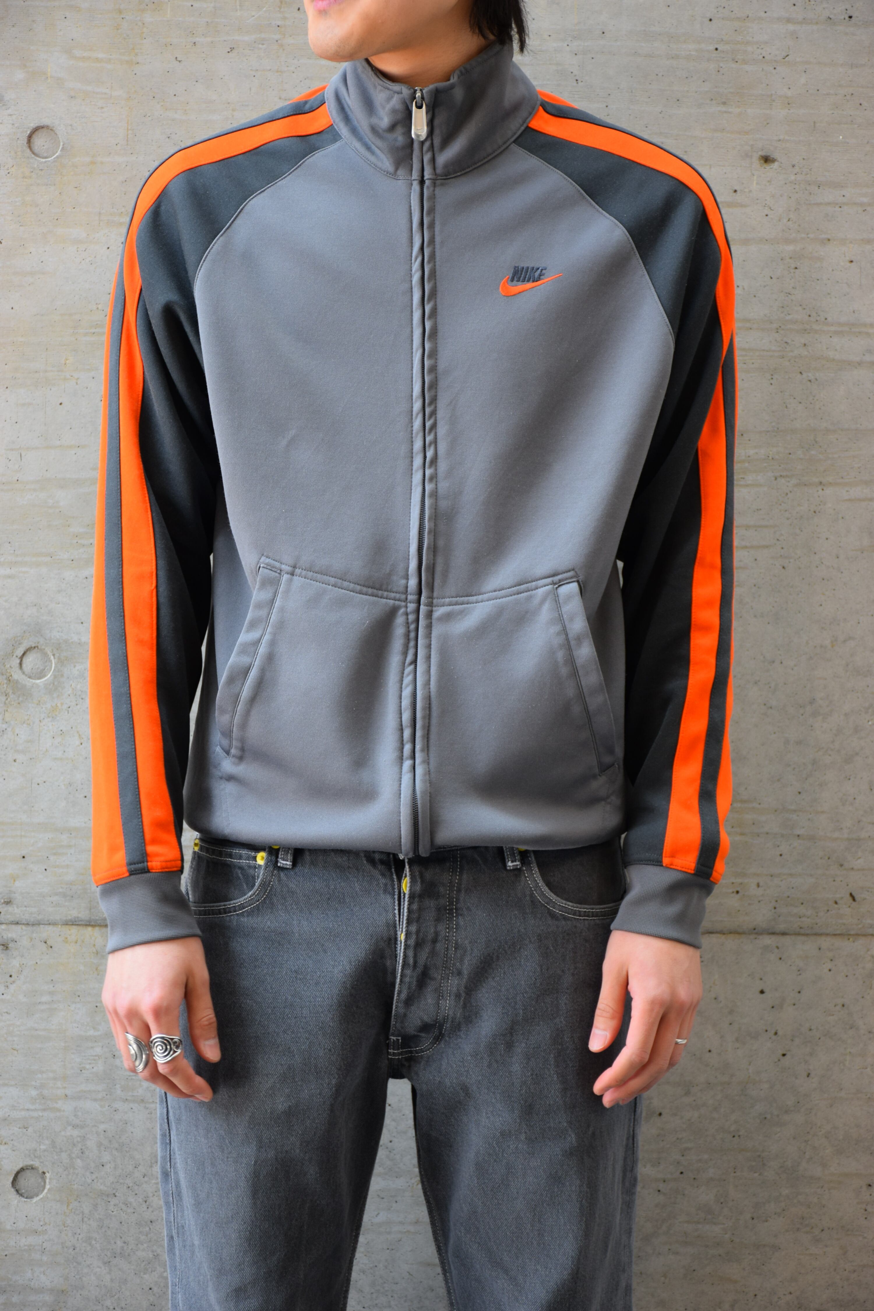 00's NIKE トラックジャケット メンズ M グレー ナイキ ジャージ 古着