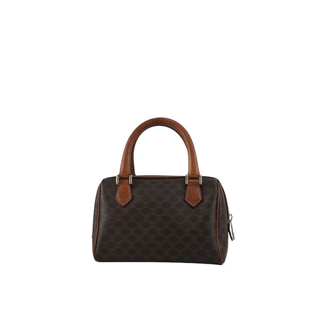 CELINE セリーヌ マカダム ショルダーバッグ ブラウン PVC レザー 2way ミニバッグ ミニボストン vintage ヴィンテージ オールド b6a3tr