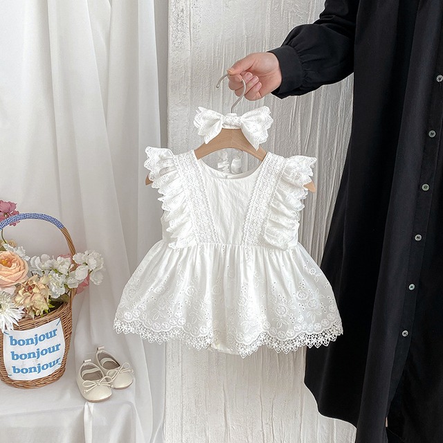 【BABY】エンジェルレースフリルロンパースワンピース - 5