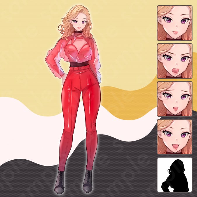 女性キャラクターの絵画 立ち絵素材】セクシーな雰囲気の悪役風女性キャラクターイラスト