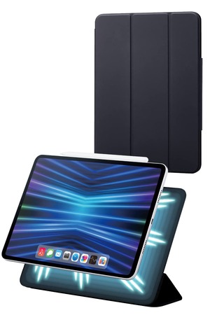 【在庫処分】エレコム iPad Pro 11 第4/3/2世代 (2022/2021/2020年) マグネットケース カバー 磁気吸着 ソフトレザー素材 オートスリープ/ウェイク対応 ブラック TBWA22PMWVPF2BK