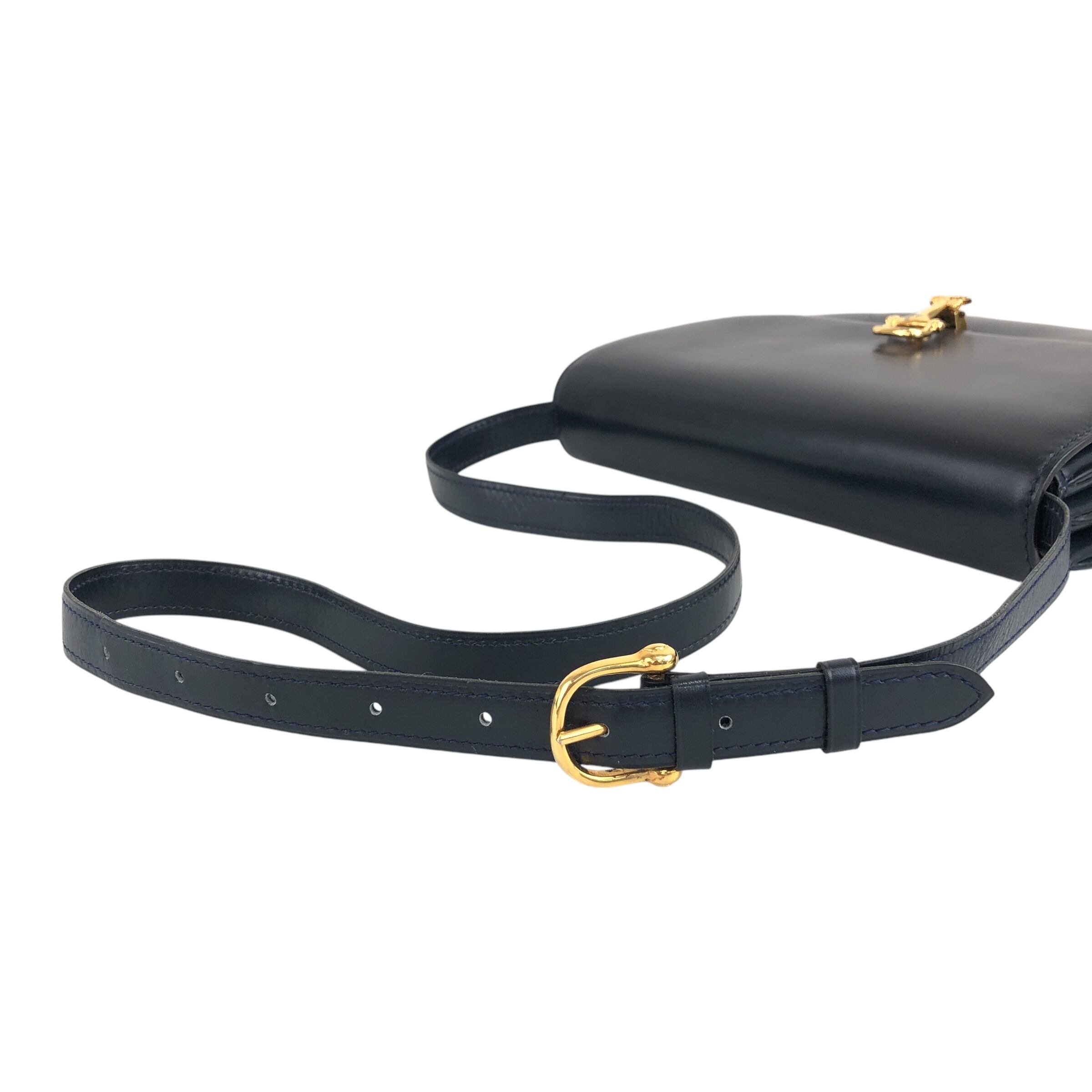 CELINE セリーヌ ショルダーバッグ ネイビー 馬車 レザー ミニバッグ