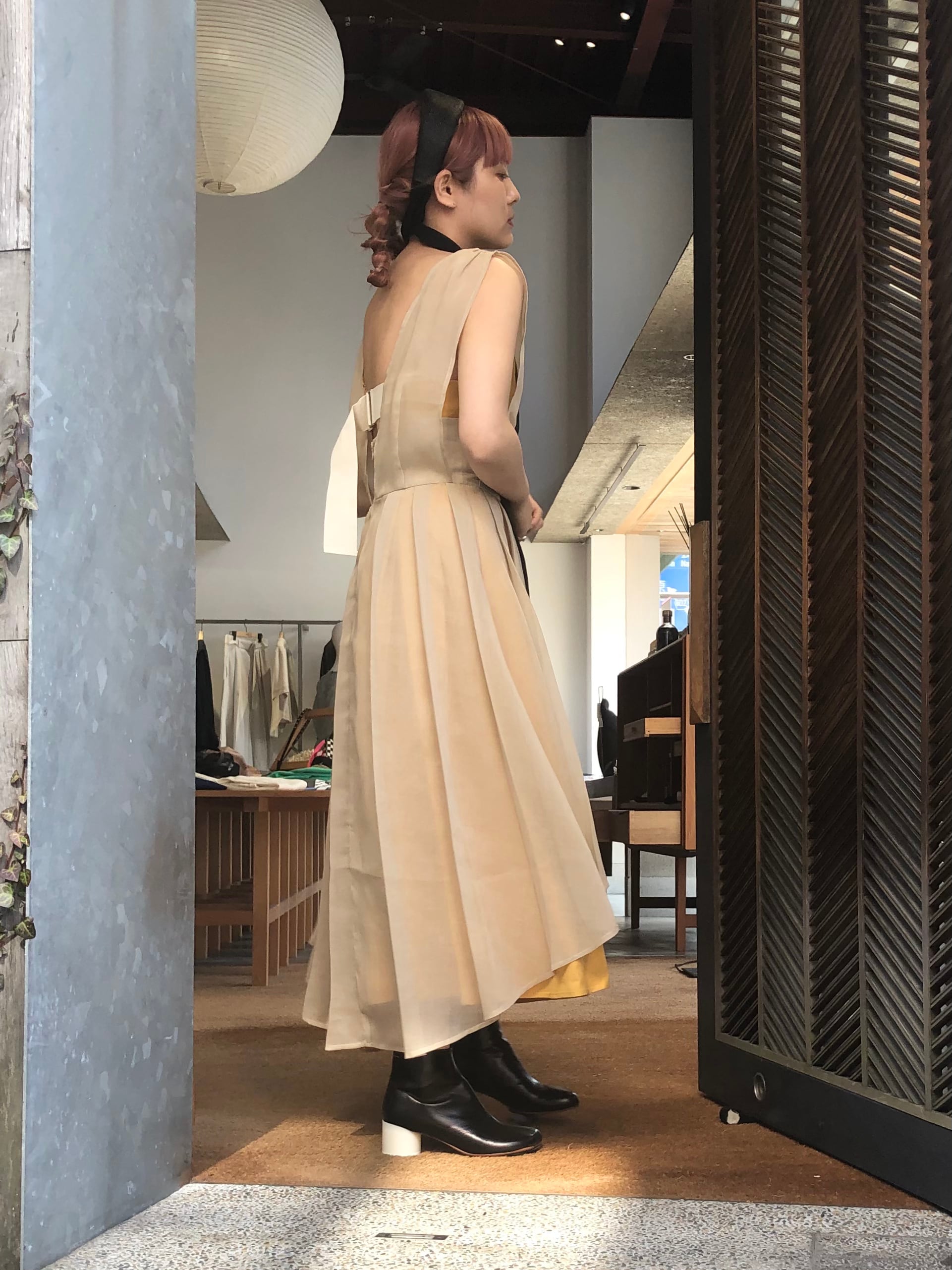 訳あり】 leinwande / Recycle Nude Organdy Pleats Dress www.pn