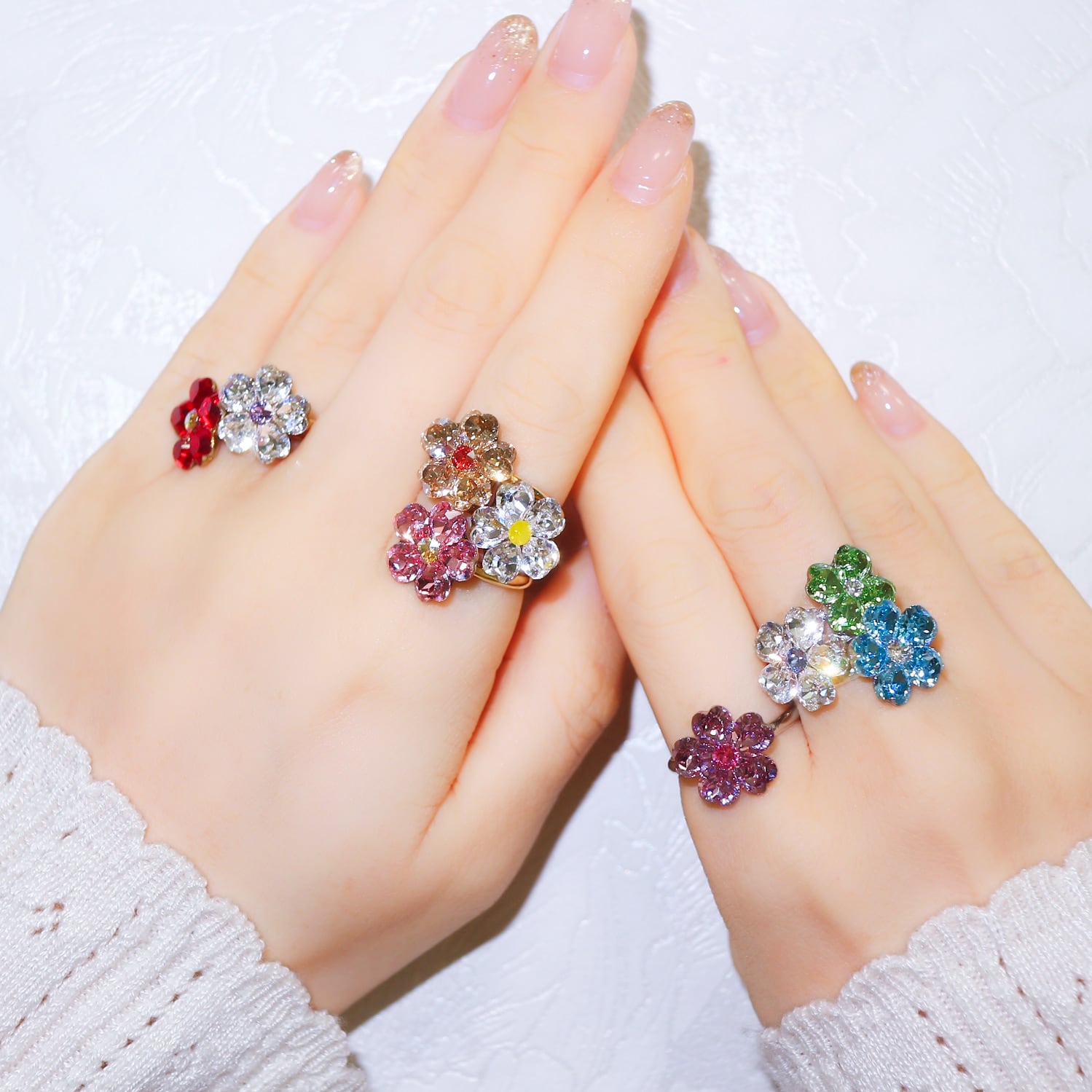 キラキラフラワーリング（アメジストピンク） | マルベリコ