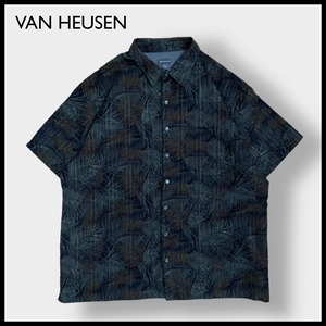 【VAN HEUSEN】半袖シャツ 個性的 ポリシャツ 柄シャツ 総柄 柄物 オールパターン ポリエステル 2XL ビッグサイズ ヴァンヒューゼン US古着